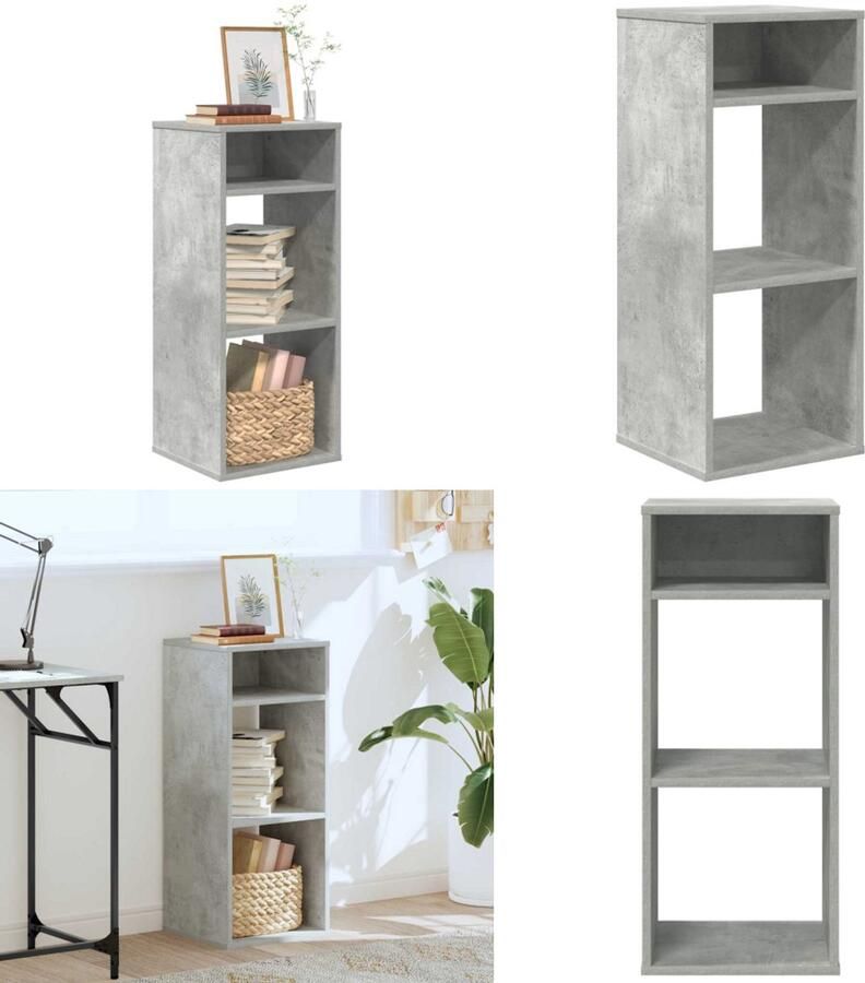 VidaXL Boekenkast 34x31x80 cm bewerkt hout betongrijs Boekenkast Boekenkasten Opbergkast Boekenplank