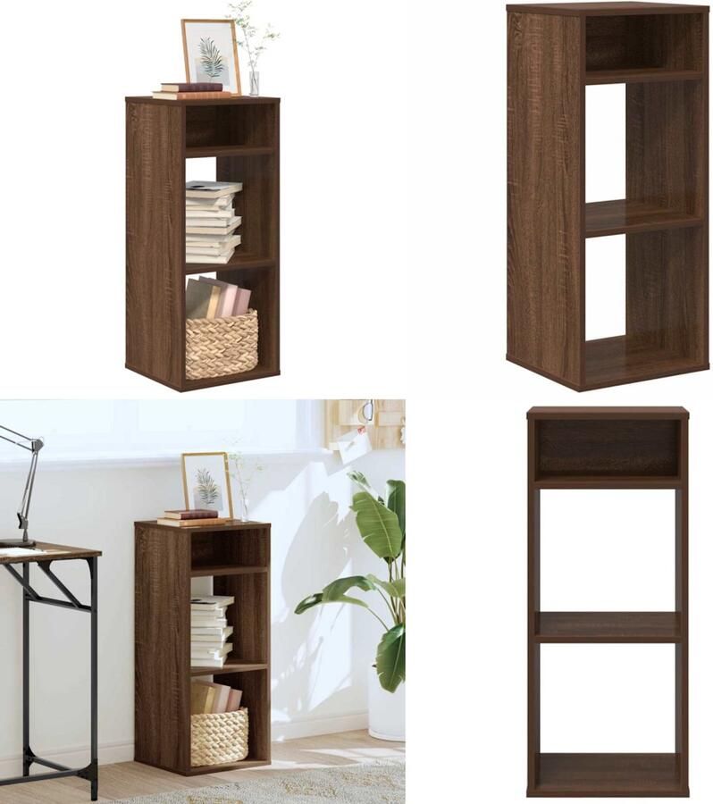 VidaXL Boekenkast 34x31x80 cm bewerkt hout bruin eikenkleur Boekenkast Boekenkasten Opbergkast Boekenplank