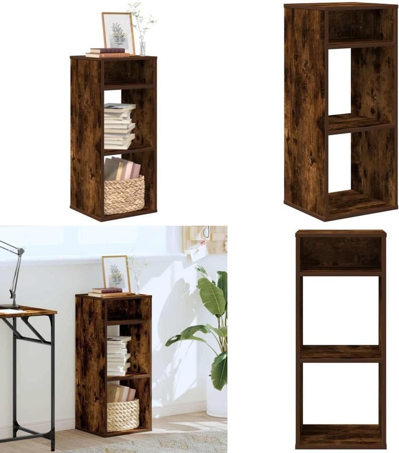 VidaXL Boekenkast 34x31x80 cm bewerkt hout gerookt eikenkleurig Boekenkast Boekenkasten Opbergkast Boekenplank