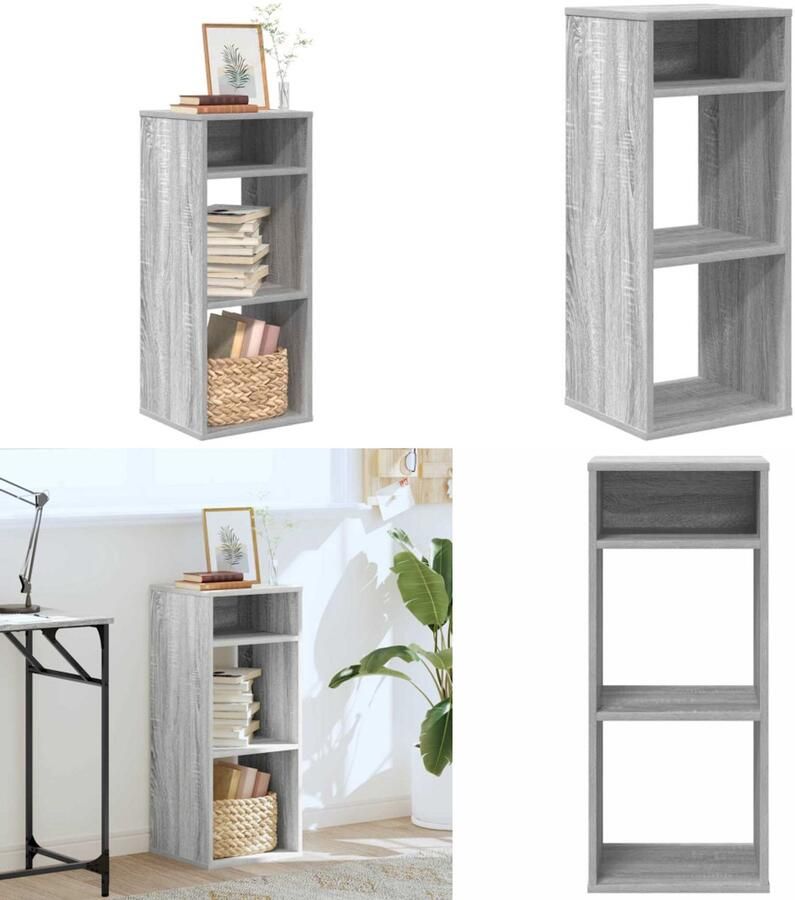VidaXL Boekenkast 34x31x80 cm bewerkt hout grijs sonoma eikenkleurig Boekenkast Boekenkasten Opbergkast Boekenplank