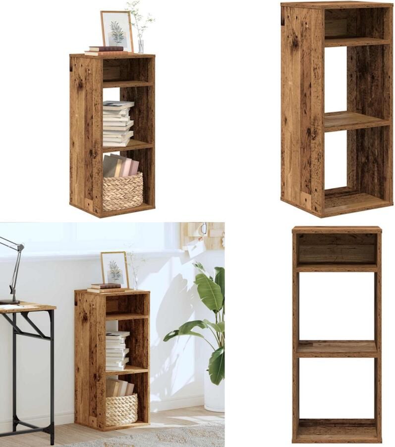 VidaXL Boekenkast 34x31x80 cm bewerkt hout oud houtkleurig Boekenkast Boekenkasten Opbergkast Boekenplank