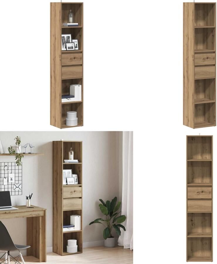 VidaXL Boekenkast 36x30x171 cm bewerkt hout artisanaal eikenkleur Boekenkast Boekenkasten Boekenschap Boekenstandaard