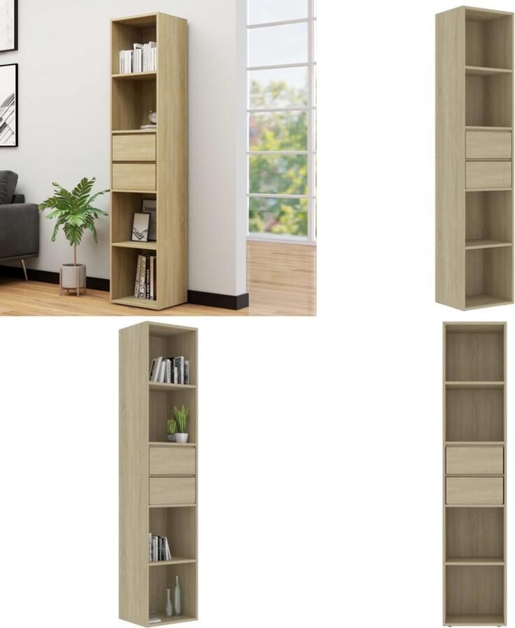 VidaXL Boekenkast 36x30x171 cm bewerkt hout sonoma eikenkleurig Boekenkast Boekenkasten Boekenplank Boekenplanken