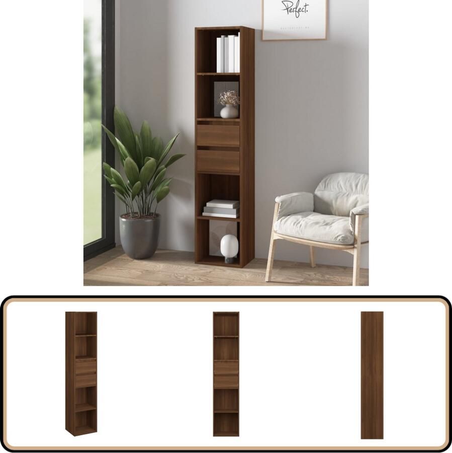 VidaXL Boekenkast 36x30x171 cm Bruin Eiken Hout Boekenkast Houten Boekenkast Bruin Boekenkast Moderne Boekenkast Minimalistische Boekenkast Kast Met Laden Opbergkast