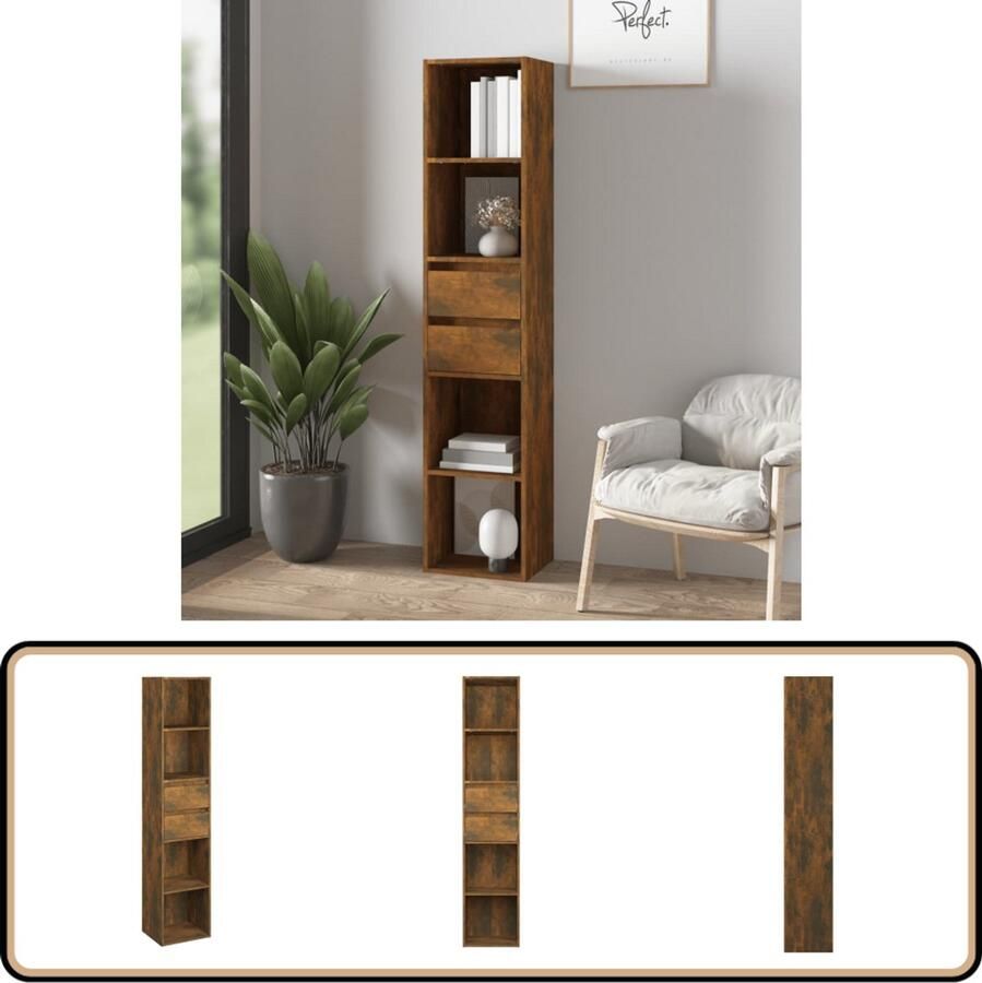 VidaXL Boekenkast 36x30x171 cm Gerookt Eiken Boekenkast Houten Boekenkast Bruine Boekenkast Vintage Boekenkast Landelijke Boekenkast Minimalistische Boekenkast Modern Boekenkast Kast Met Laden Opbergkast