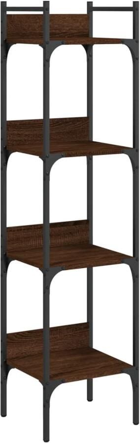 The Living Store Boekenkast 4-laags 35x30x138 5 cm bewerkt hout bruineikenkleur Boekenkast Houten Boekenkast Bruine Boekenkast Compact Boekenkast Opbergkast - Foto 2