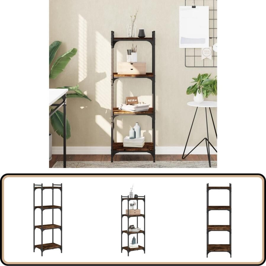VidaXL Boekenkast 4-laags 40x30x120 cm bewerkt hout gerookt eikenkleur