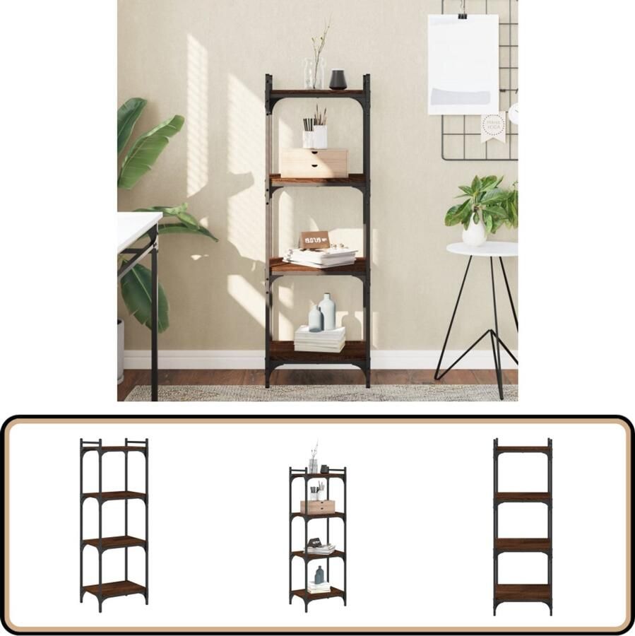 VidaXL Boekenkast 4-laags 40x30x120 cm Bruin Eiken Boekenkast Boekenkasten Boeken Plank Schappenkast