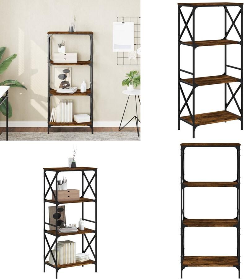 VidaXL Boekenkast 4-laags 59x35x132 cm bewerkt hout gerookt eikenkleur Boekenkast Boekenkasten Boeken Plank Schappenkast