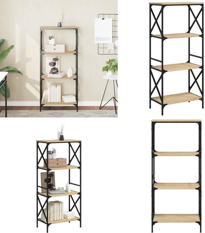 VidaXL Boekenkast 4-laags 59x35x132 cm bewerkt hout sonoma eikenkleur Boekenkast Boekenkasten Boeken Plank Schappenkast