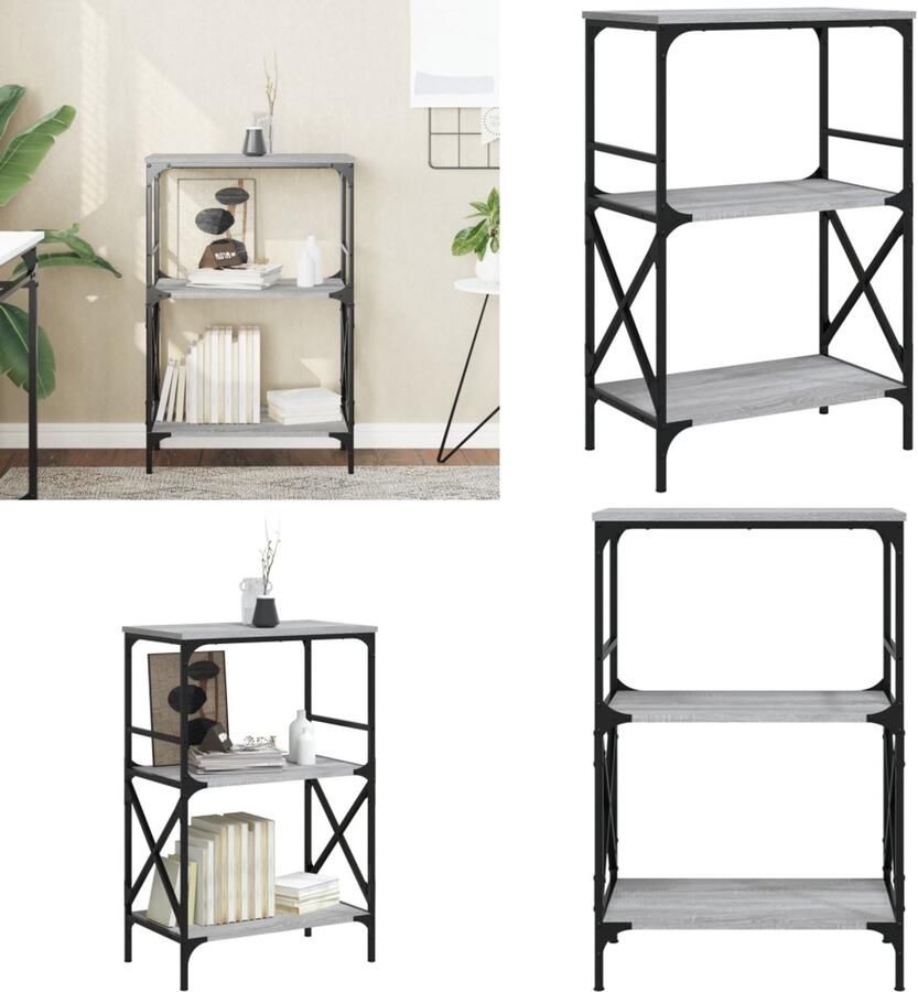 VidaXL -Boekenkast-4-laags-59x35x90 5-cm-bewerkt-hout-grijs-sonoma - Foto 4