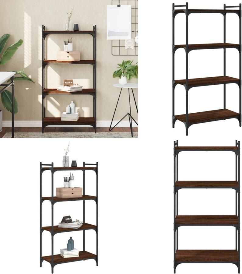 VidaXL Boekenkast 4-laags 60x30x120 cm bewerkt hout bruin eikenkleur Boekenkast Boekenkasten Boeken Plank Schappenkast