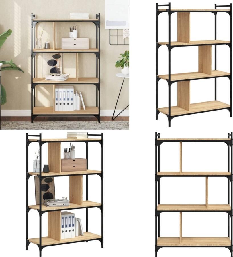 VidaXL Boekenkast 4-laags 76x32x123 cm bewerkt hout sonoma eikenkleur Boekenkast Boekenkasten Boeken Plank Schappenkast