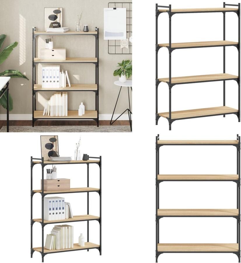 VidaXL Boekenkast 4-laags 80x30x120 cm bewerkt hout sonoma eikenkleur Boekenkast Boekenkasten Boeken Plank Schappenkast