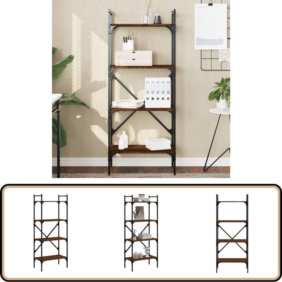 VidaXL Boekenkast 4-laags Bruineiken 56x31 5x138 5 cm Boekenkast Houten Kast Bruine Eiken Kast Bibliotheek Opslagoplossing