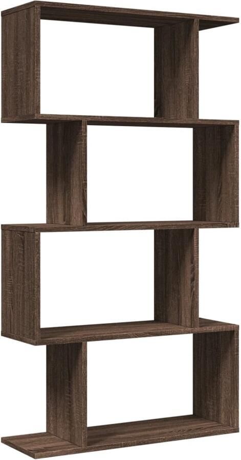 VidaXL Boekenkast 4-laags Bruineiken 70x24x129 cm Boekenkast Boekenkasten Boeken Plank Schappenkast