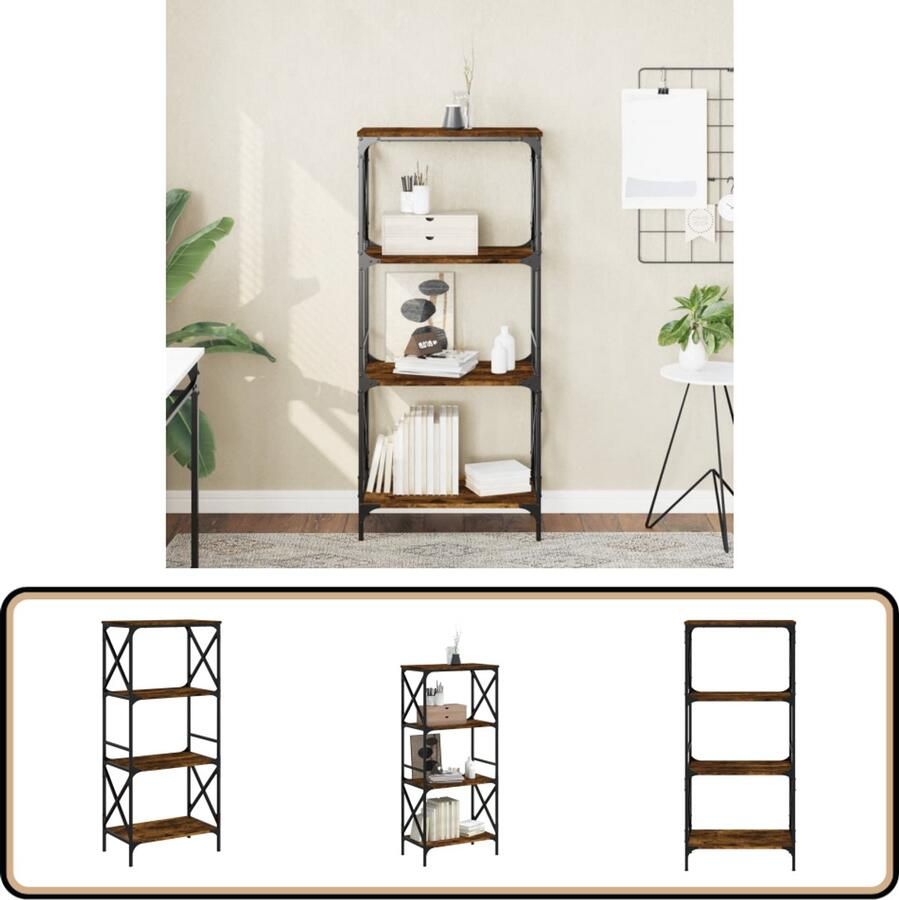 VidaXL Boekenkast 4-laags Gerookt Eiken 59x35x132 cm Boekenkast Boekenkasten Boeken Plank Schappenkast