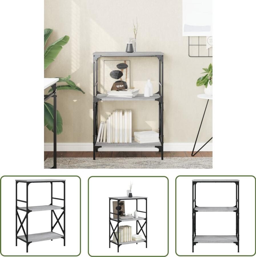 VidaXL Boekenkast 4-laags Grijs Sonoma Eiken Boekenkast Houten Boekenkast Grijze Boekenkast Boekenplank Bibliotheek Opslagmeubilair Woonaccessoires Industrieel Meubilair