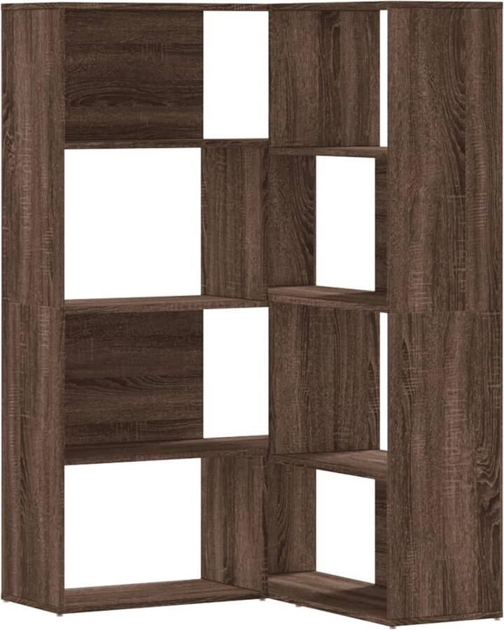 VidaXL Boekenkast 4-laags hoek 85x85x140 cm bewerkt hout bruin eiken