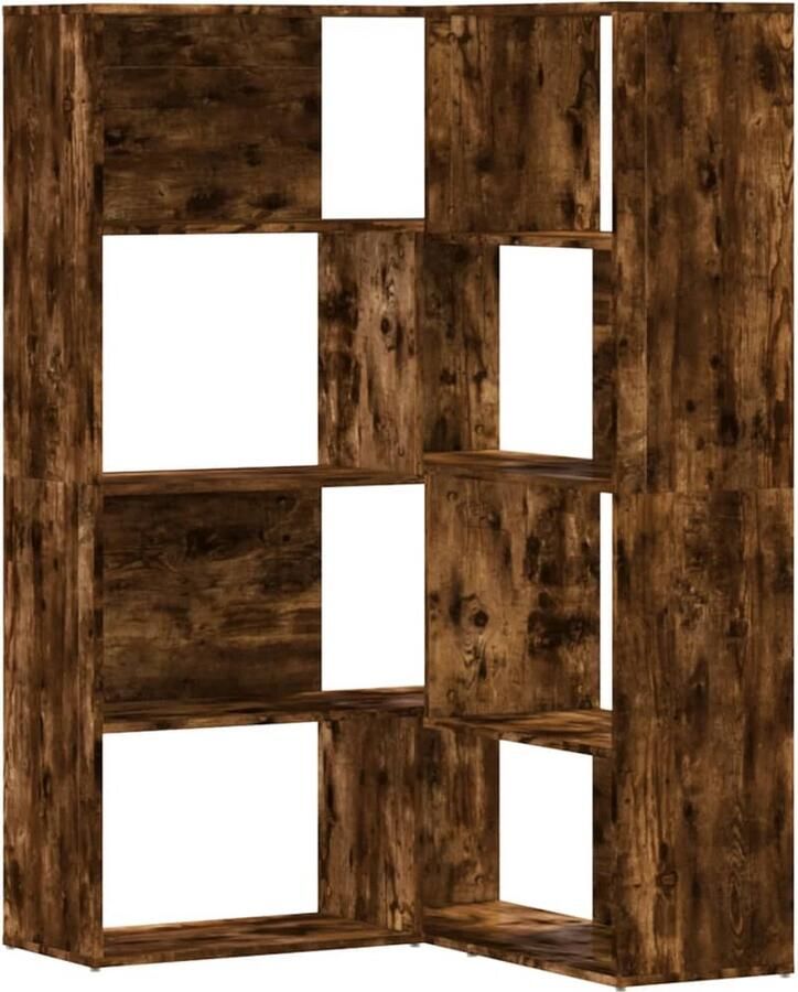 VidaXL Boekenkast 4-laags hoek 85x85x140 cm bewerkt hout gerookt eiken