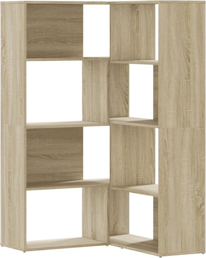 VidaXL Boekenkast 4-laags hoek 85x85x140 cm bewerkt hout sonoma eiken