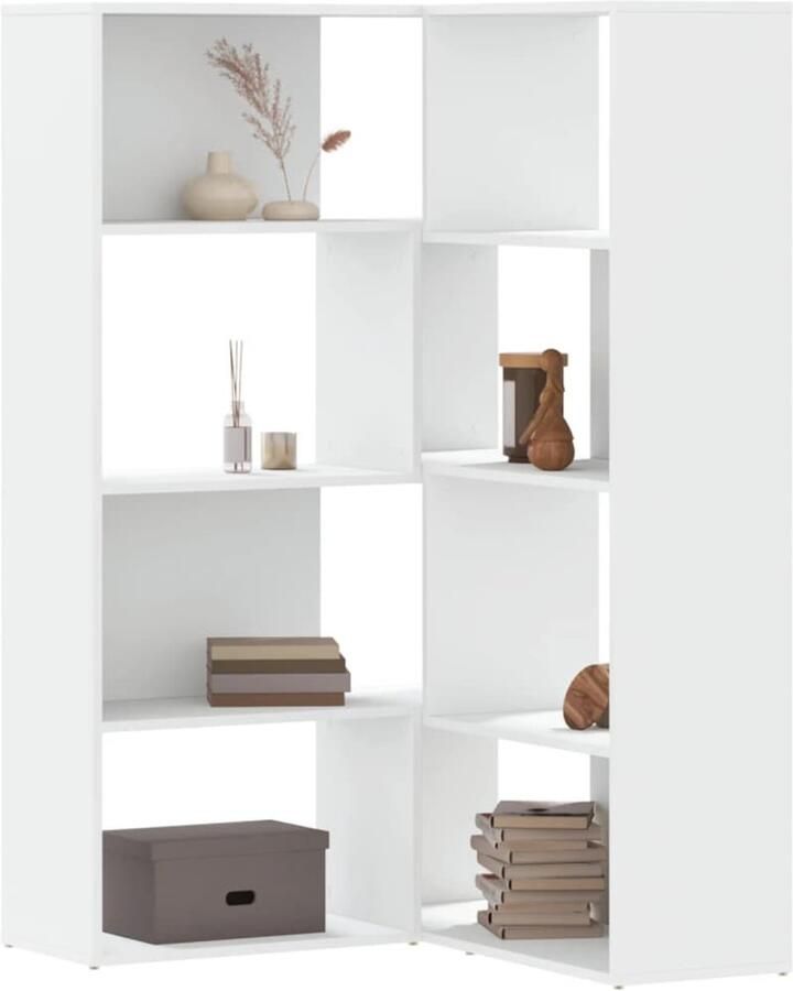 VidaXL Boekenkast 4-laags Hoek & Horizontaal Wit Hoekboekenkast Hoekboekenkasten Hoekkast Boekenkast
