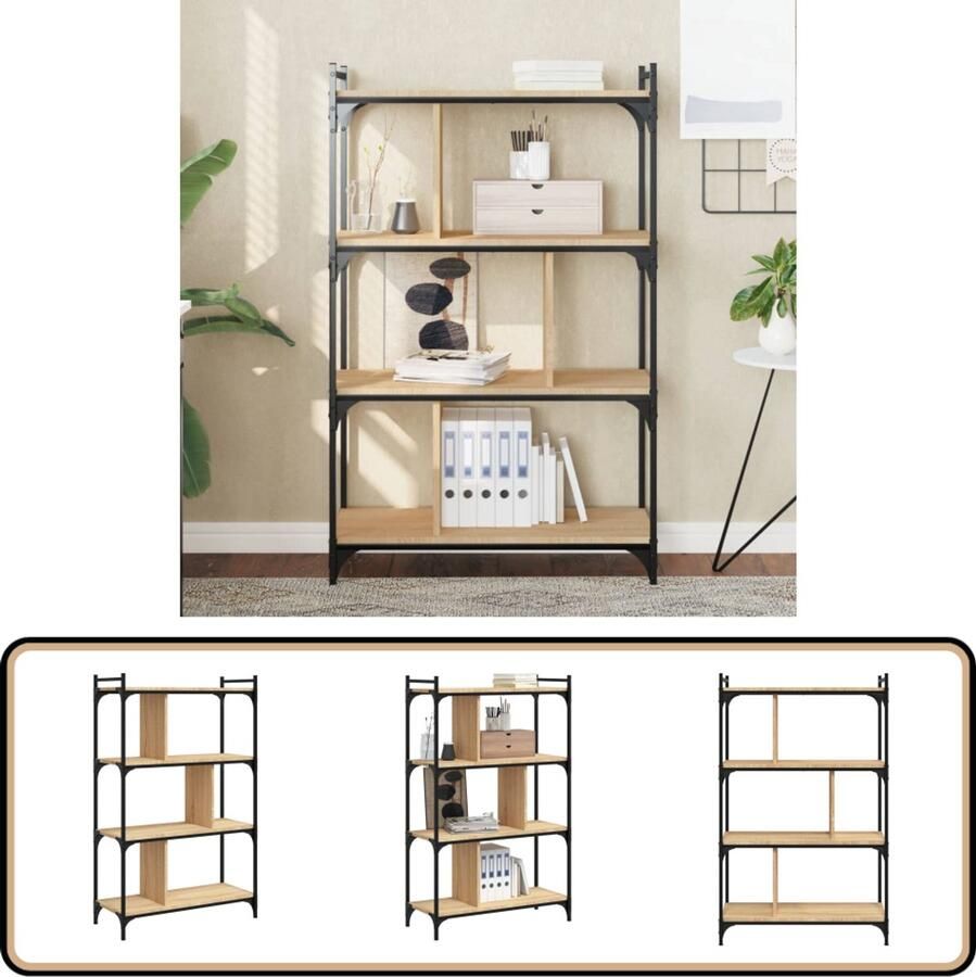 VidaXL Boekenkast 4-laags Sonoma eiken 76x32x123 cm Boekenkast Houten Kast Bibliotheek Eiken Kleur Bruine Kast