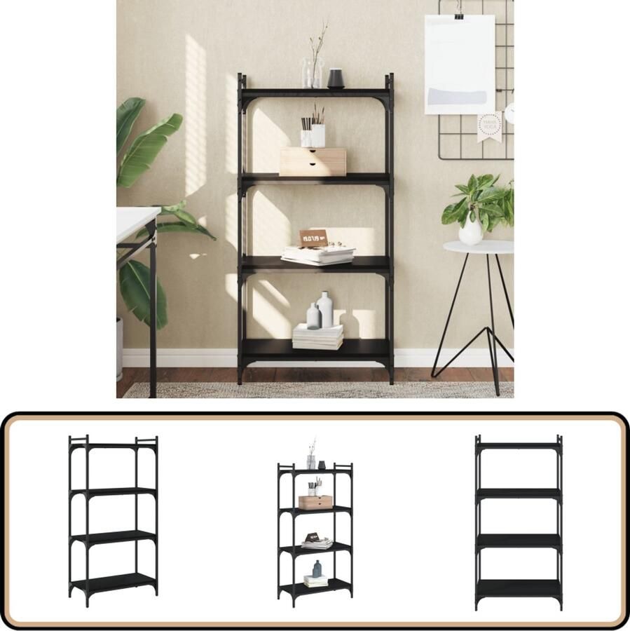 VidaXL Boekenkast 4-laags Zwart 60x30x120 cm Boekenkast Boekenkasten Boeken Plank Schappenkast
