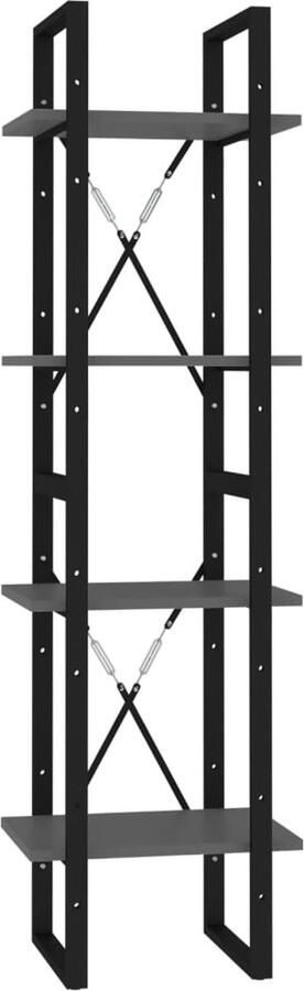 VidaXL Boekenkast 4 Schappen 40x30x140 cm Grijs Boekenkast Industrieel Design Houten Boekenkast Metalen Boekenkast Grijze Boekenkast Boekenplank Bergruimte Woonkamerdecoratie