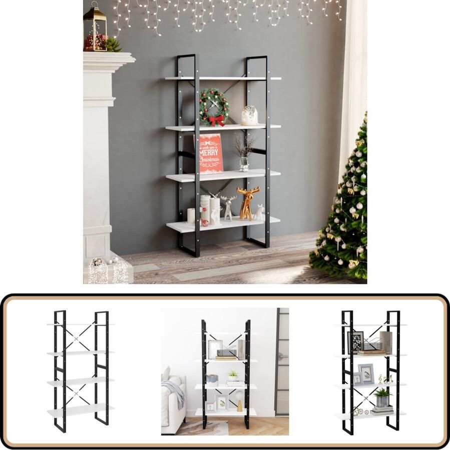 VidaXL Boekenkast 4 Schappen 80x30x140 cm Wit Industriele Boekenkast Houten Boekenkast Witte Boekenkast Boekenplank Opslagruimte Woonkamerdecoratie Slaapkamermeubilair Designboekenkast Moderne Boekenkast Compact Boekenrek