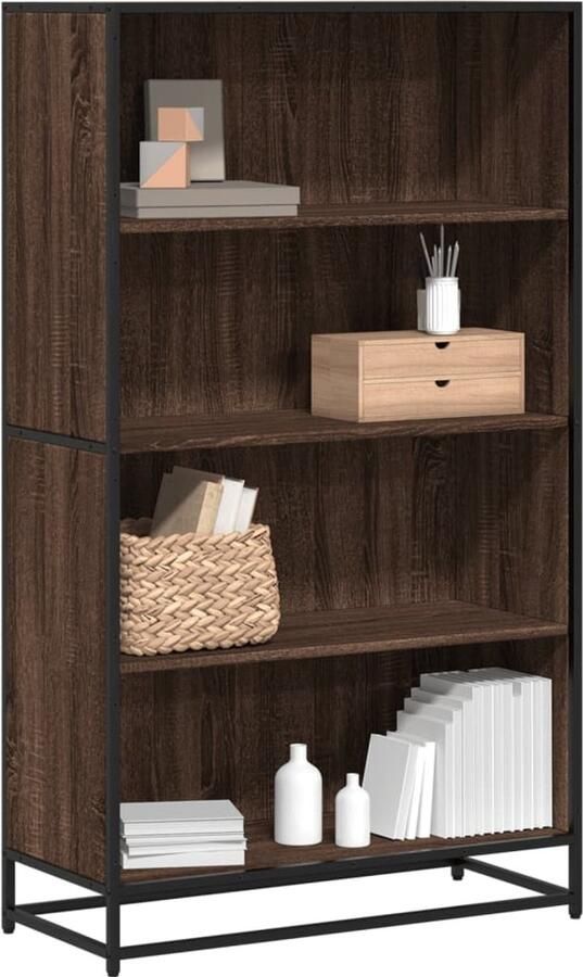 VidaXL Boekenkast 4 vakken Bruin Eiken 80 5x35x139 cm Boekenkast Boekenkasten Boeken Plank Schappenkast