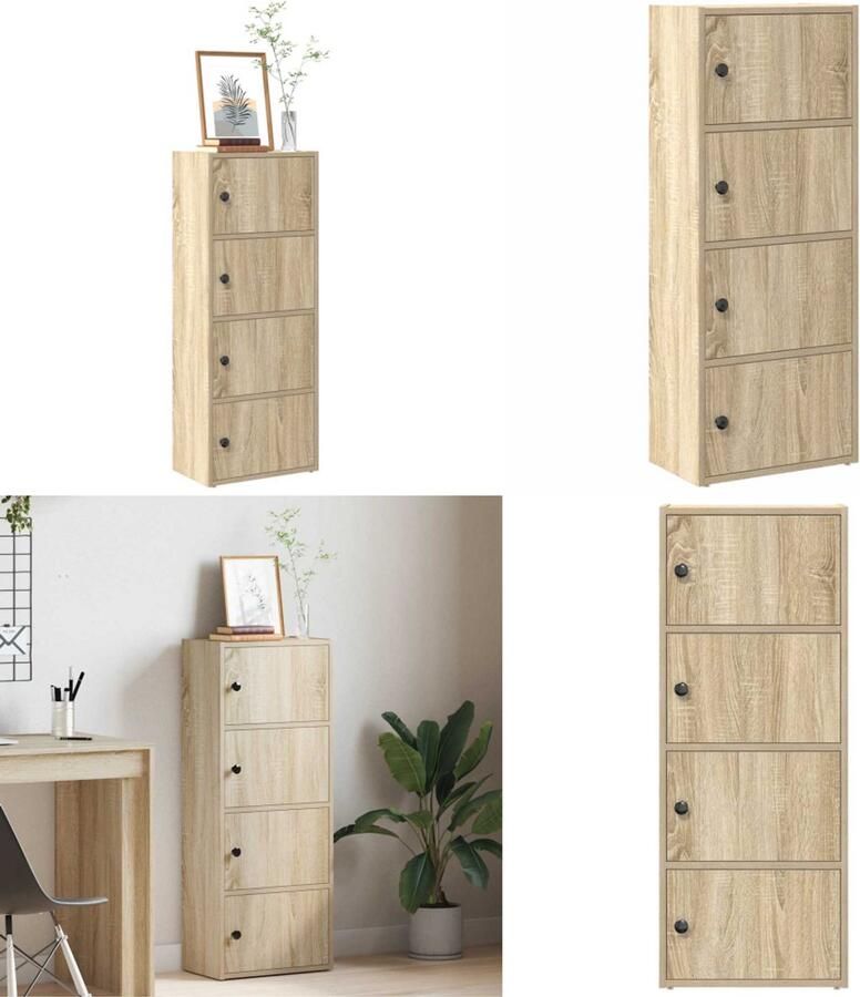 VidaXL Boekenkast 40x24x102 cm bewerkt hout betongrijs Boekenkast Boekenkasten Boekenplank Opbergkast