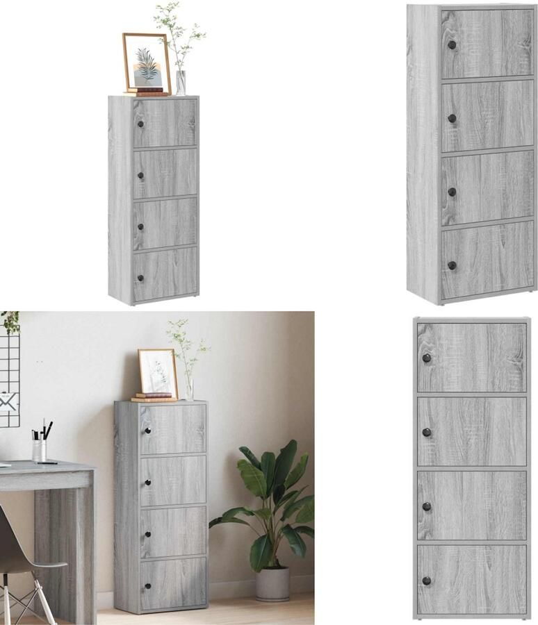 VidaXL Boekenkast 40x24x102 cm bewerkt hout grijs sonoma eikenkleurig Boekenkast Boekenkasten Boekenplank Opbergkast
