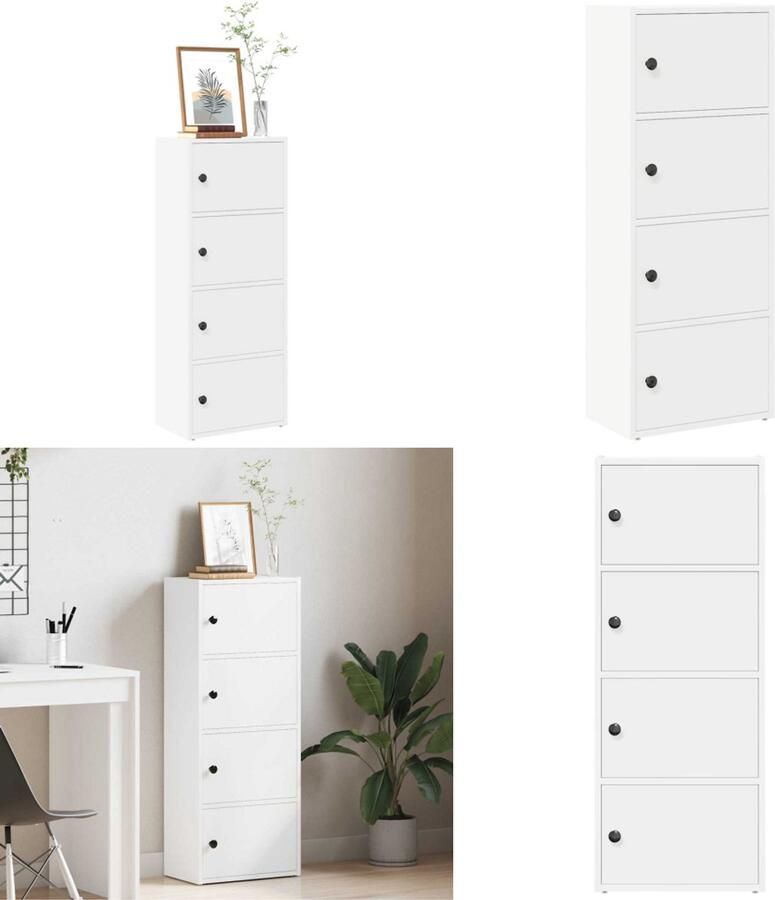 VidaXL Boekenkast 40x24x102 cm bewerkt hout wit Boekenkast Boekenkasten Boekenplank Opbergkast