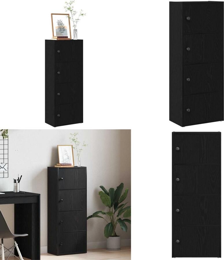 VidaXL Boekenkast 40x24x102 cm bewerkt hout zwart eikenkleurig Boekenkast Boekenkasten Boekenplank Opbergkast