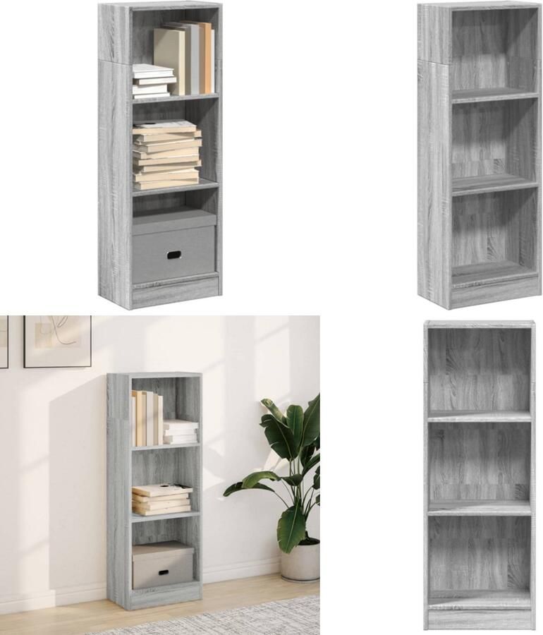 VidaXL Boekenkast 40x24x109 cm bewerkt hout grijs sonoma eikenkleurig Boekenkast Boekenkasten Boeken Plank Schappenkast