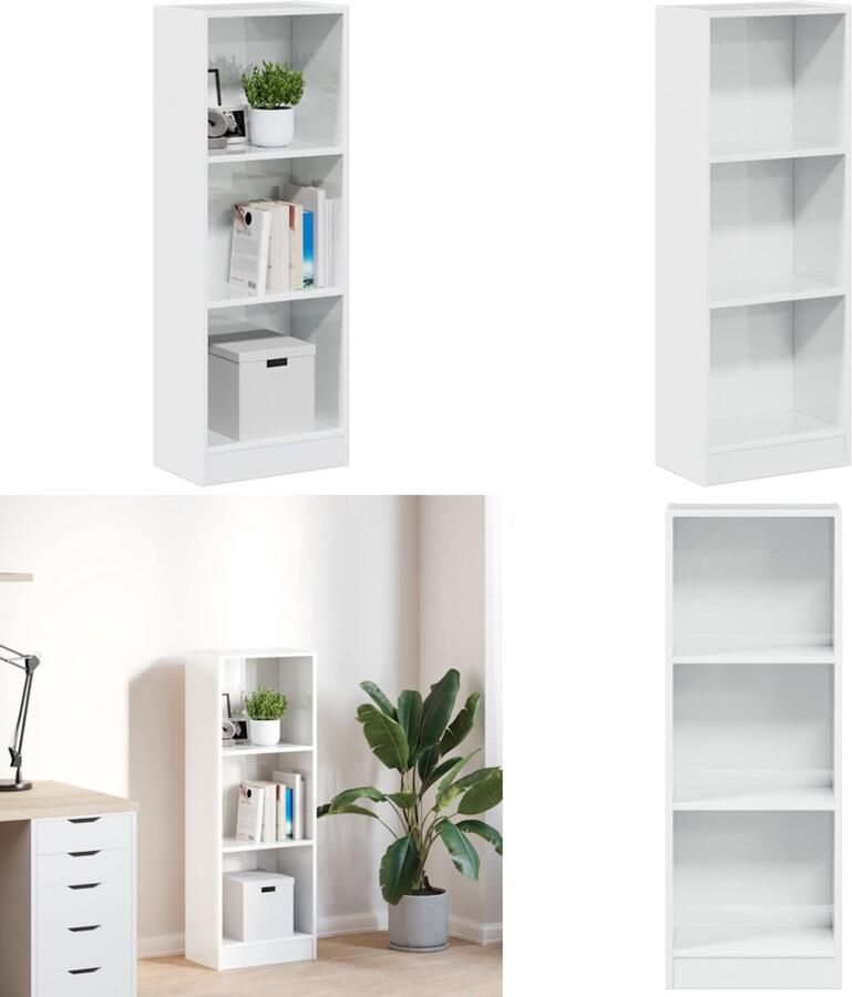VidaXL Boekenkast 40x24x109 cm bewerkt hout hoogglans wit Boekenkast Boekenkasten Boeken Plank Schappenkast