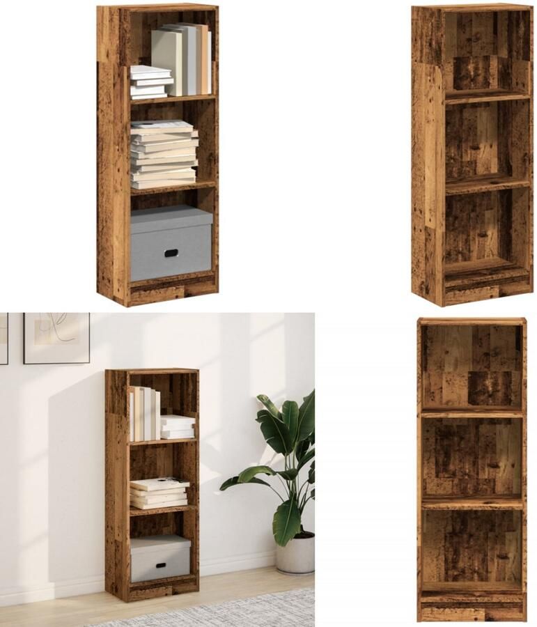 VidaXL Boekenkast 40x24x109 cm bewerkt hout oud houtkleurig Boekenkast Boekenkasten Boeken Plank Schappenkast