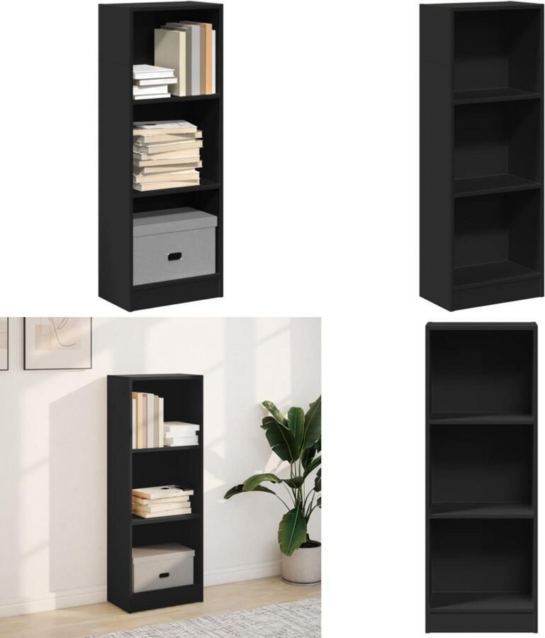 VidaXL Boekenkast 40x24x109 cm bewerkt hout zwart Boekenkast Boekenkasten Boeken Plank Schappenkast