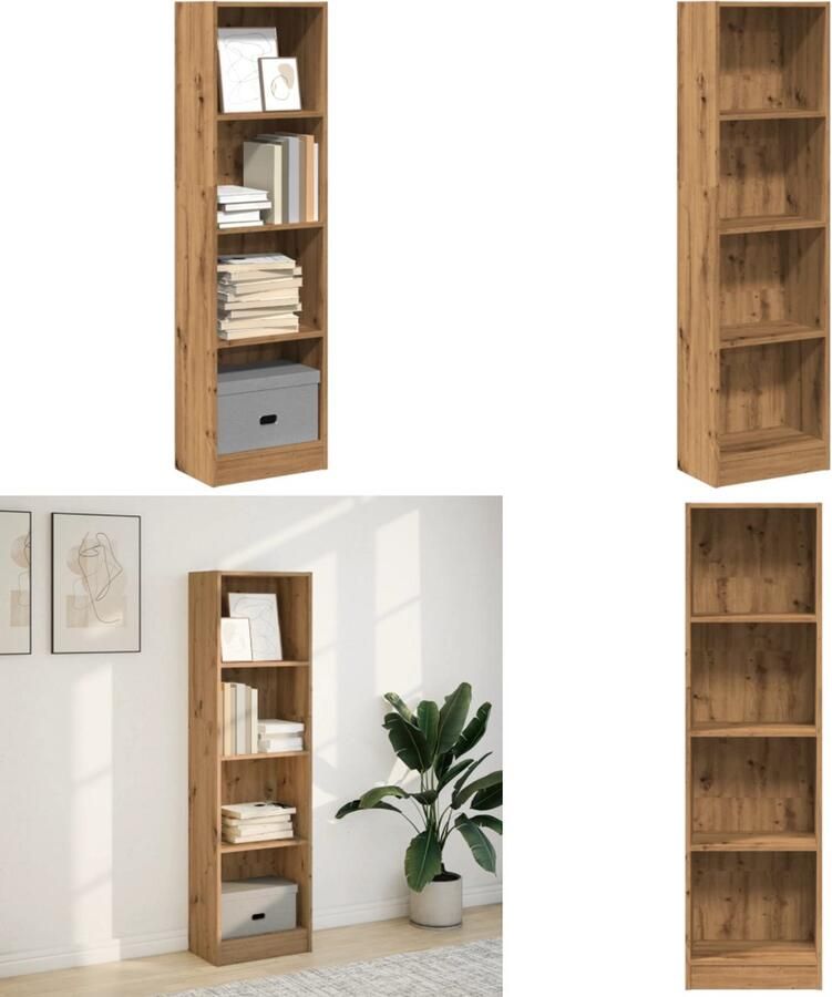 VidaXL Boekenkast 40x24x143 cm bewerkt hout artisanaal eikenkleurig Boekenkast Boekenkasten Boeken Plank Schappenkast