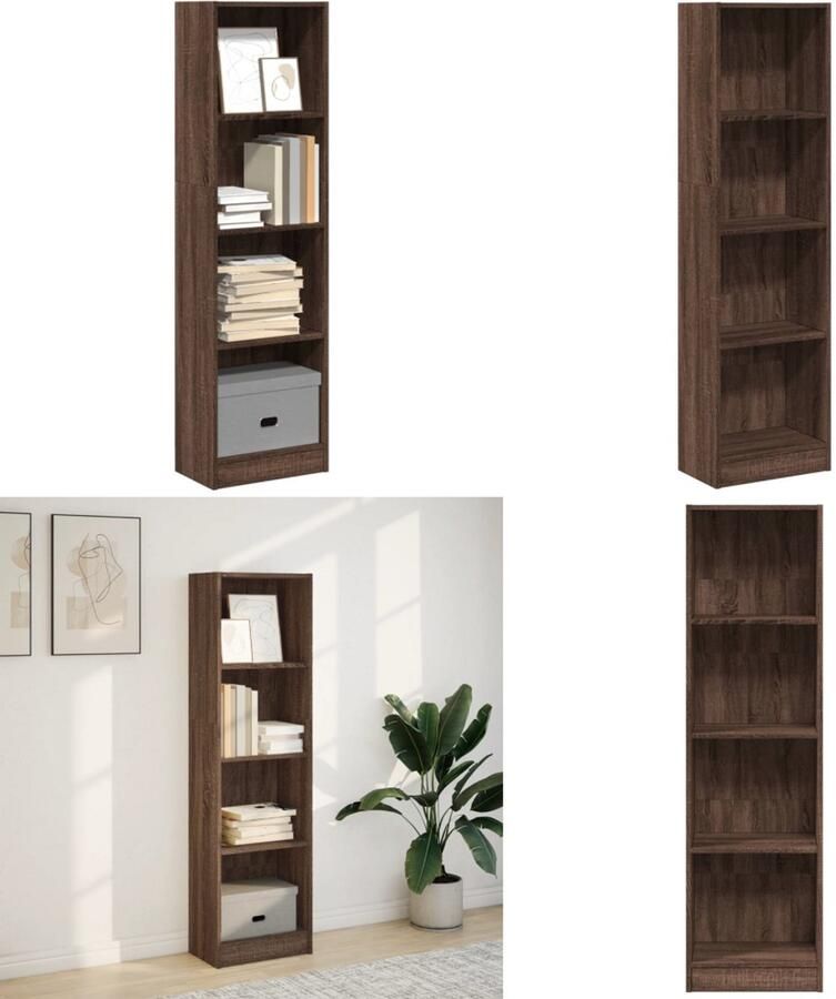 VidaXL Boekenkast 40x24x143 cm bewerkt hout bruin eikenkleurig Boekenkast Boekenkasten Boeken Plank Schappenkast