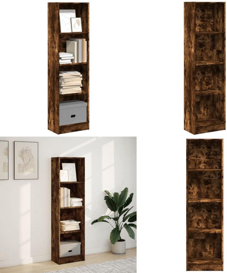 VidaXL Boekenkast 40x24x143 cm bewerkt hout gerookt eikenkleurig Boekenkast Boekenkasten Boeken Plank Schappenkast