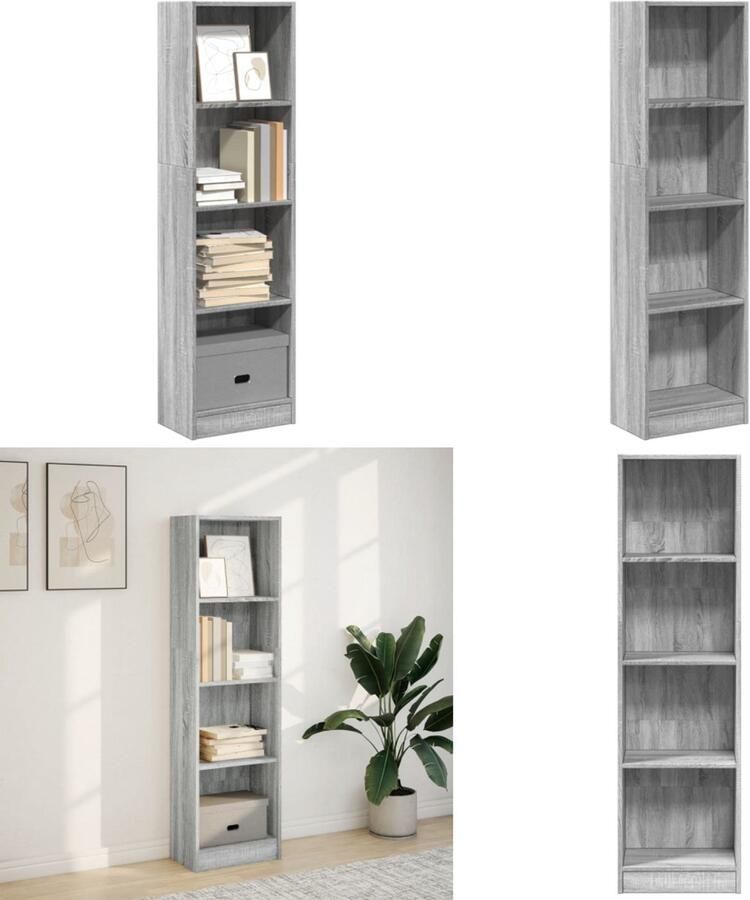 VidaXL Boekenkast 40x24x143 cm bewerkt hout grijs sonoma eikenkleurig Boekenkast Boekenkasten Boeken Plank Schappenkast