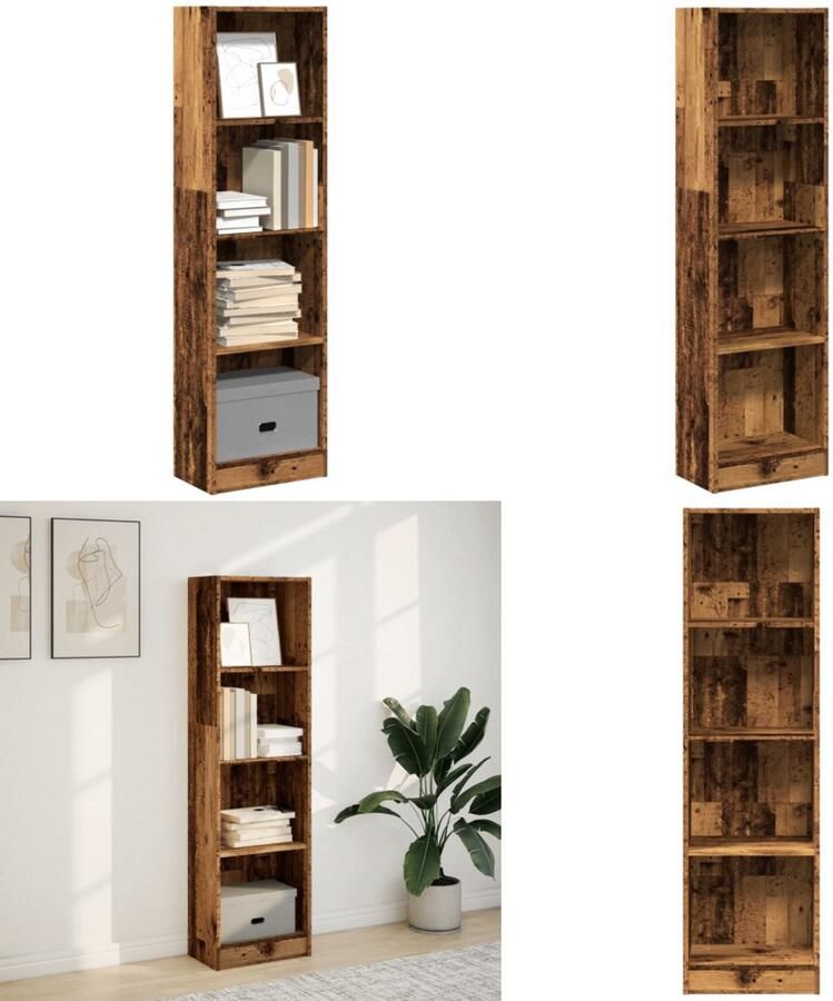 VidaXL Boekenkast 40x24x143 cm bewerkt hout oud houtkleurig Boekenkast Boekenkasten Boeken Plank Schappenkast
