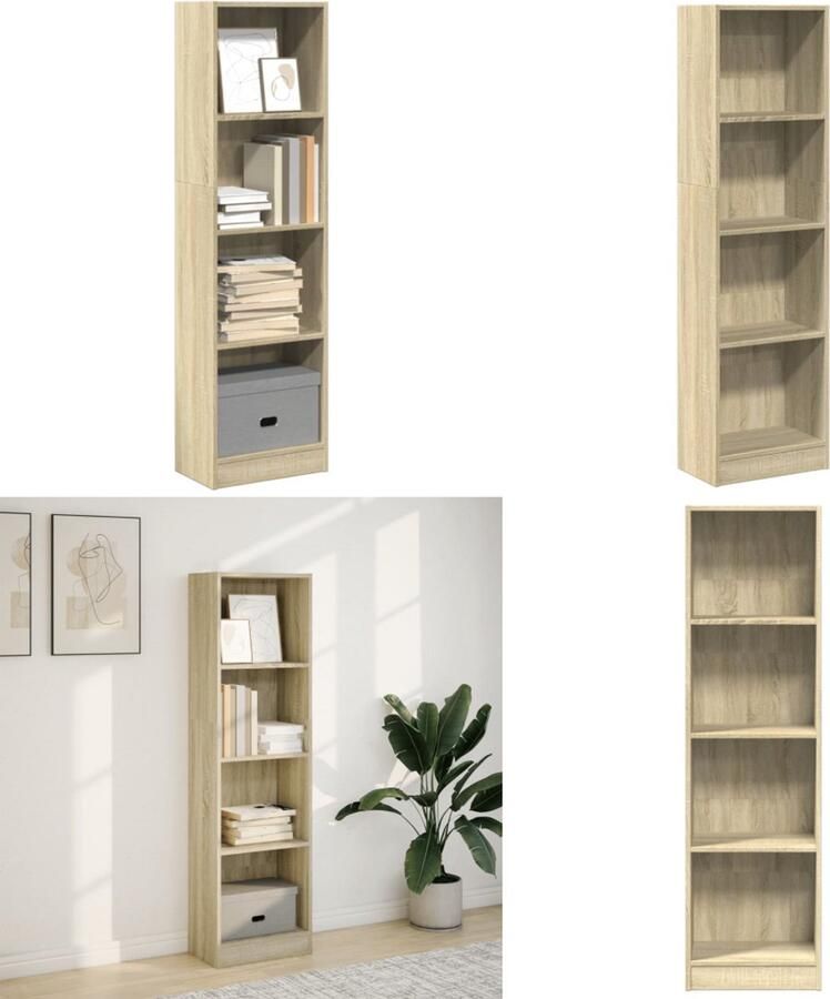 VidaXL Boekenkast 40x24x143 cm bewerkt hout sonoma eikenkleurig Boekenkast Boekenkasten Boeken Plank Schappenkast