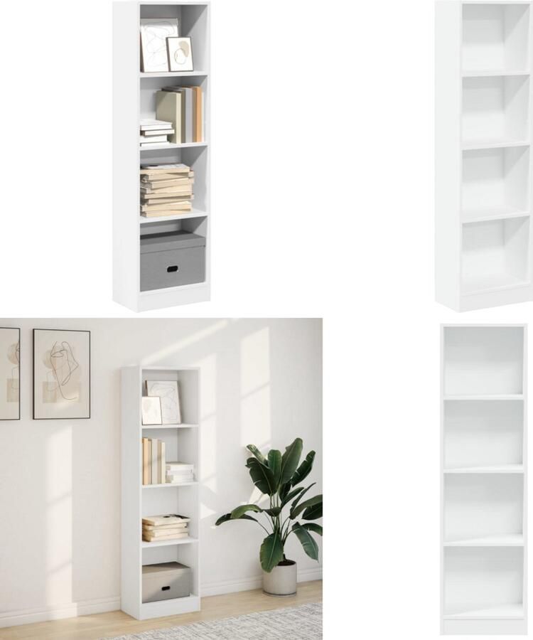 VidaXL Boekenkast 40x24x143 cm bewerkt hout wit Boekenkast Boekenkasten Boeken Plank Schappenkast