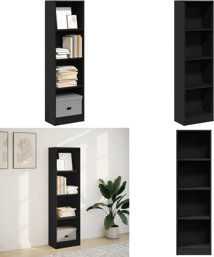 VidaXL Boekenkast 40x24x143 cm bewerkt hout zwart Boekenkast Boekenkasten Boeken Plank Schappenkast