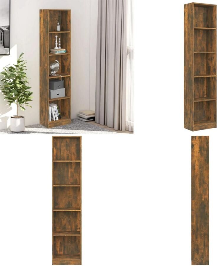 VidaXL Boekenkast 40x24x175 cm bewerkt hout gerookt eikenkleurig Boekenkast Boekenkasten Boekenschap Boekenstandaard