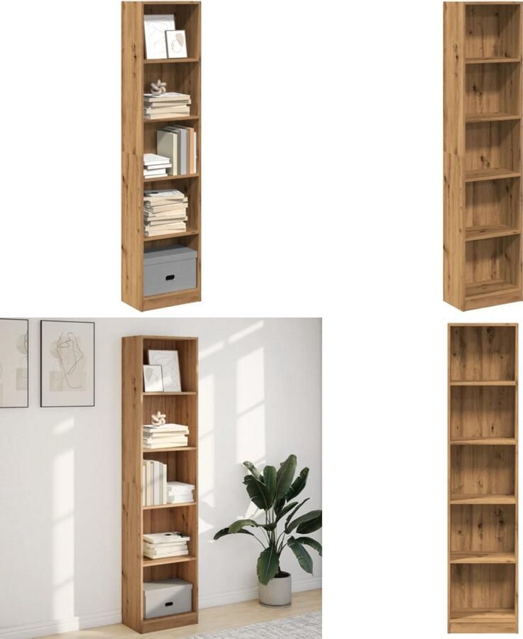 VidaXL Boekenkast 40x24x176 cm bewerkt hout artisanaal eikenkleurig Boekenkast Boekenkasten Boeken Plank Schappenkast
