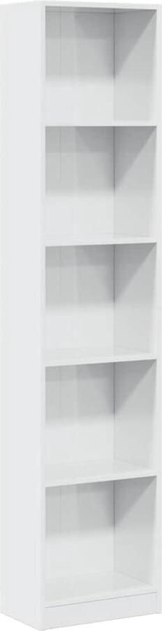 VidaXL Boekenkast 5 Vakken Hoogglans Wit 176 cm Boekenkast Boekenkasten Boeken Plank Schappenkast